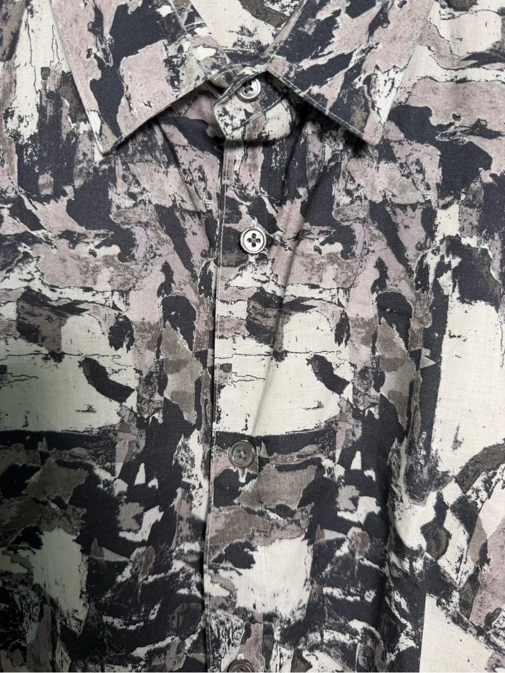 Theory Abstract Brushstroke Button-Up Shirt 100% Cotton Size XL